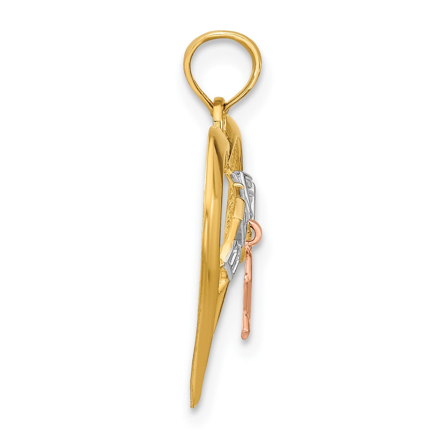 14k Two-tone with White Rhodium BELIEVE in Heart with Awareness Ribbon Pendant