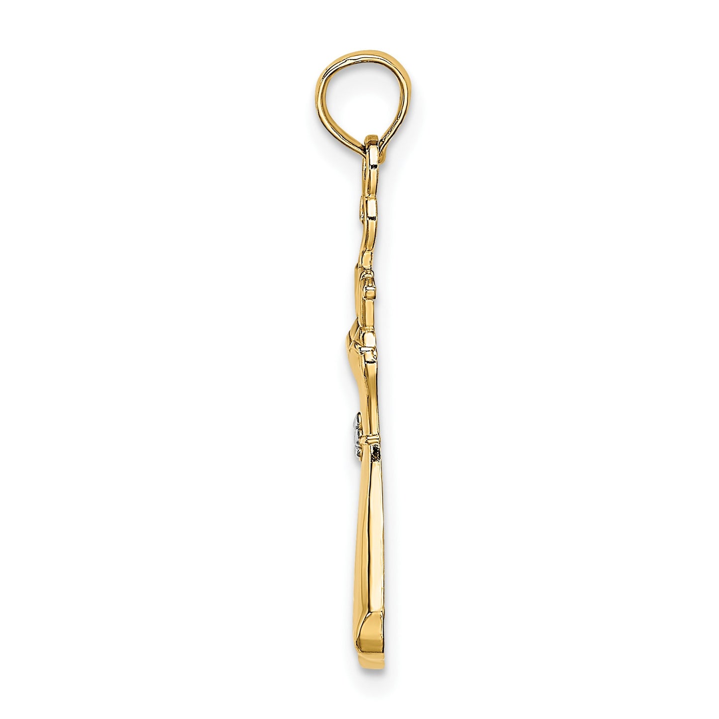 14K and White Rhodium Dress with Flower Charm