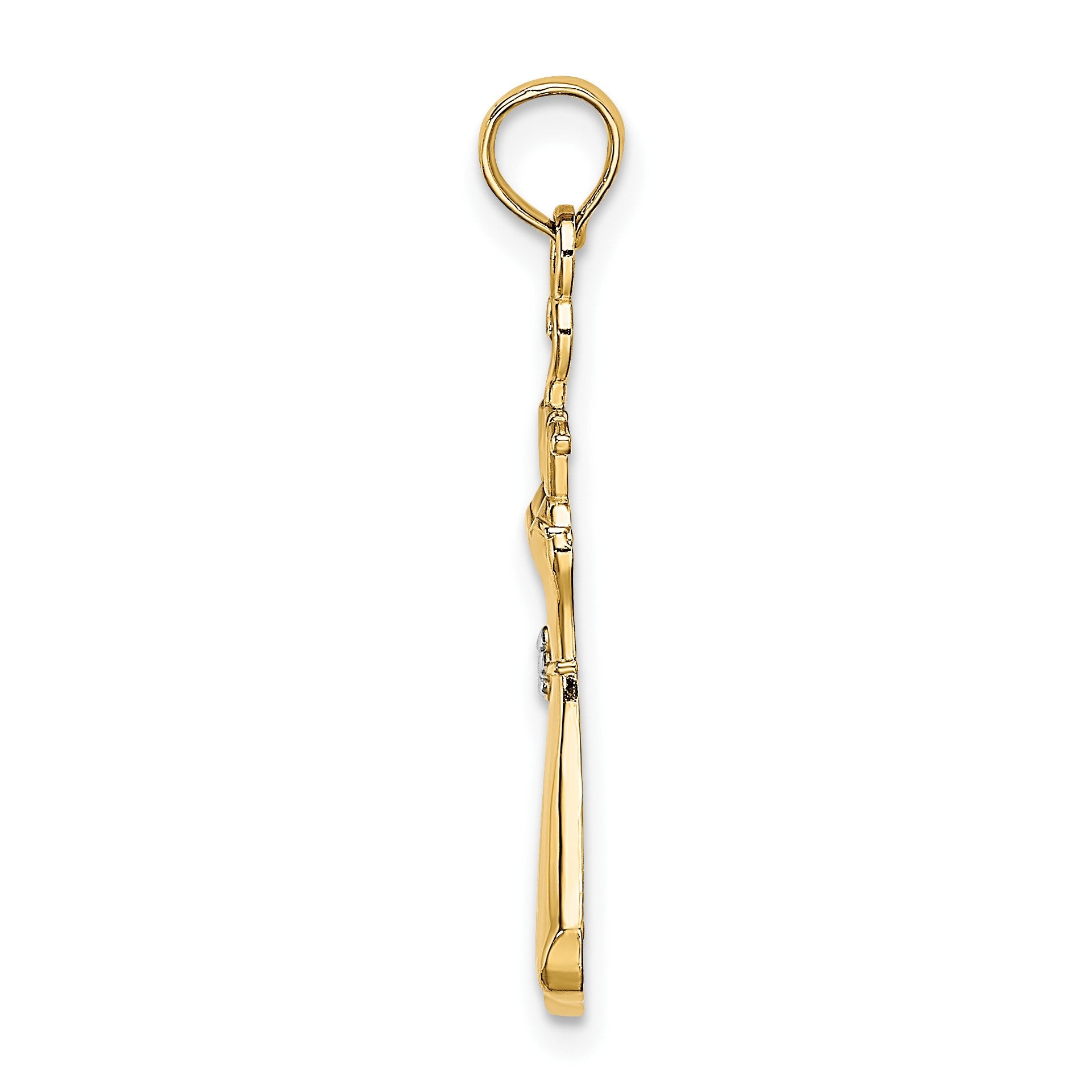 14K and White Rhodium Dress with Flower Charm