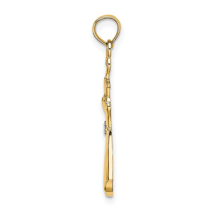 14K and White Rhodium Dress with Flower Charm