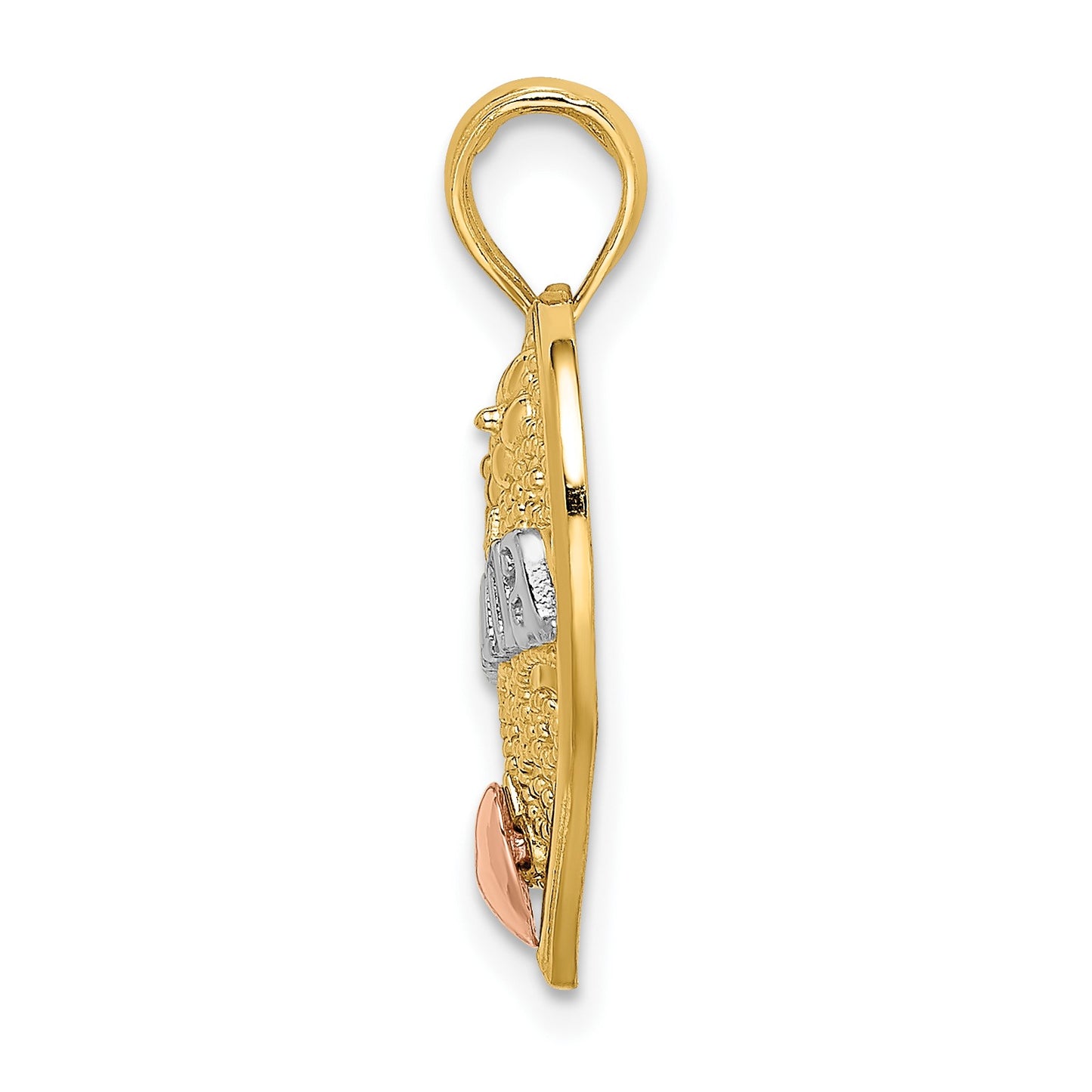 14k Two-tone with White Rhodium GRANDMA In Filigree Heart Charm