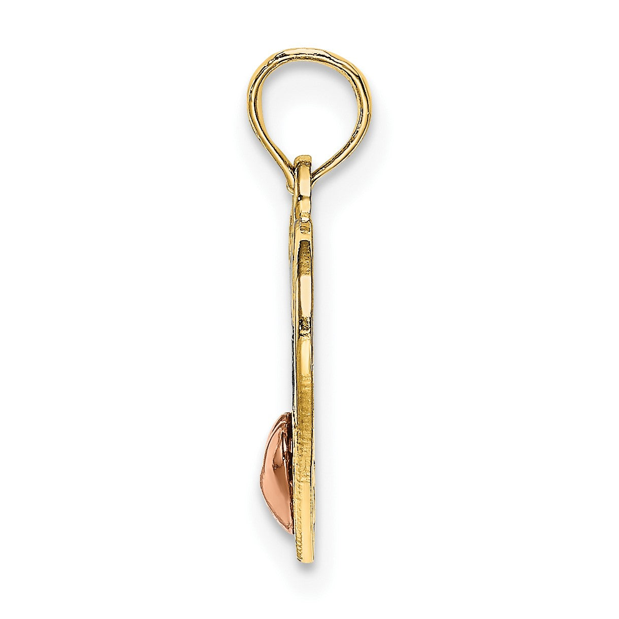 14K Two-tone with White Rhodium Polished MOM in Heart Pendant