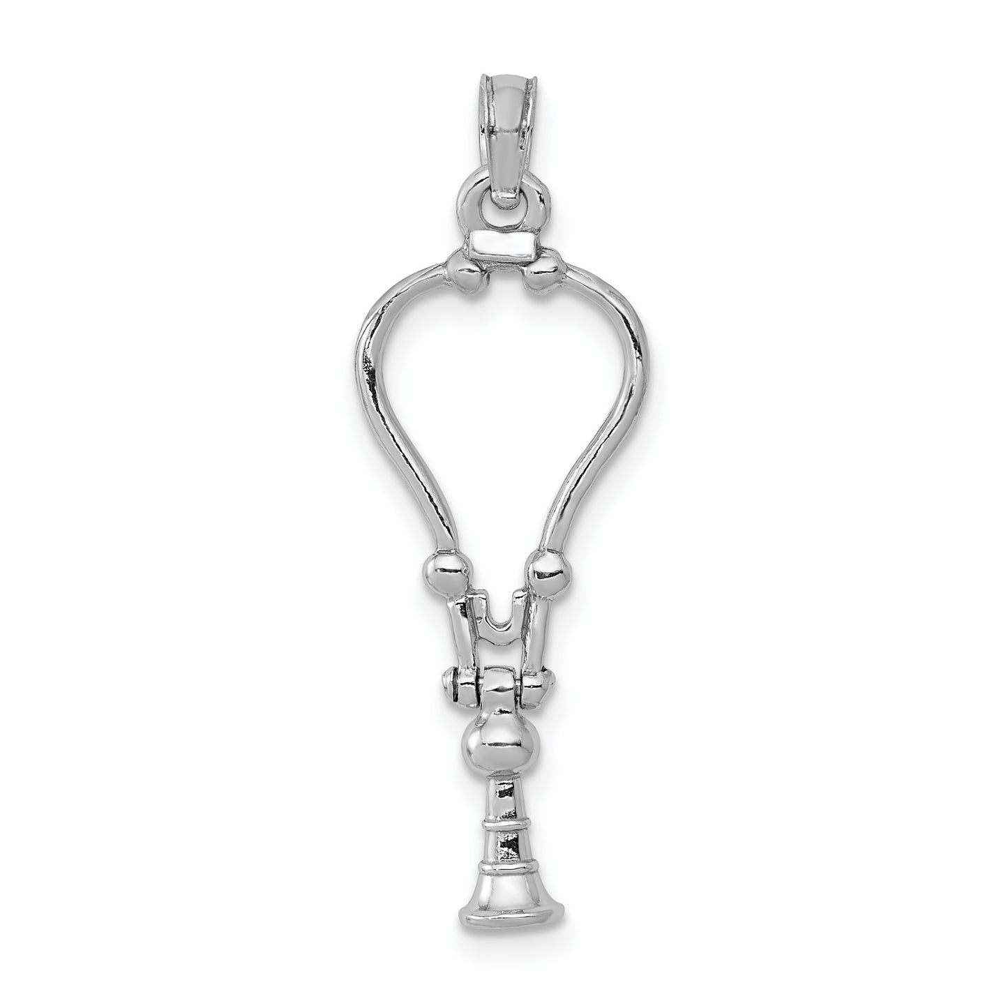 14k White Gold 3-D Stethoscope Pendant