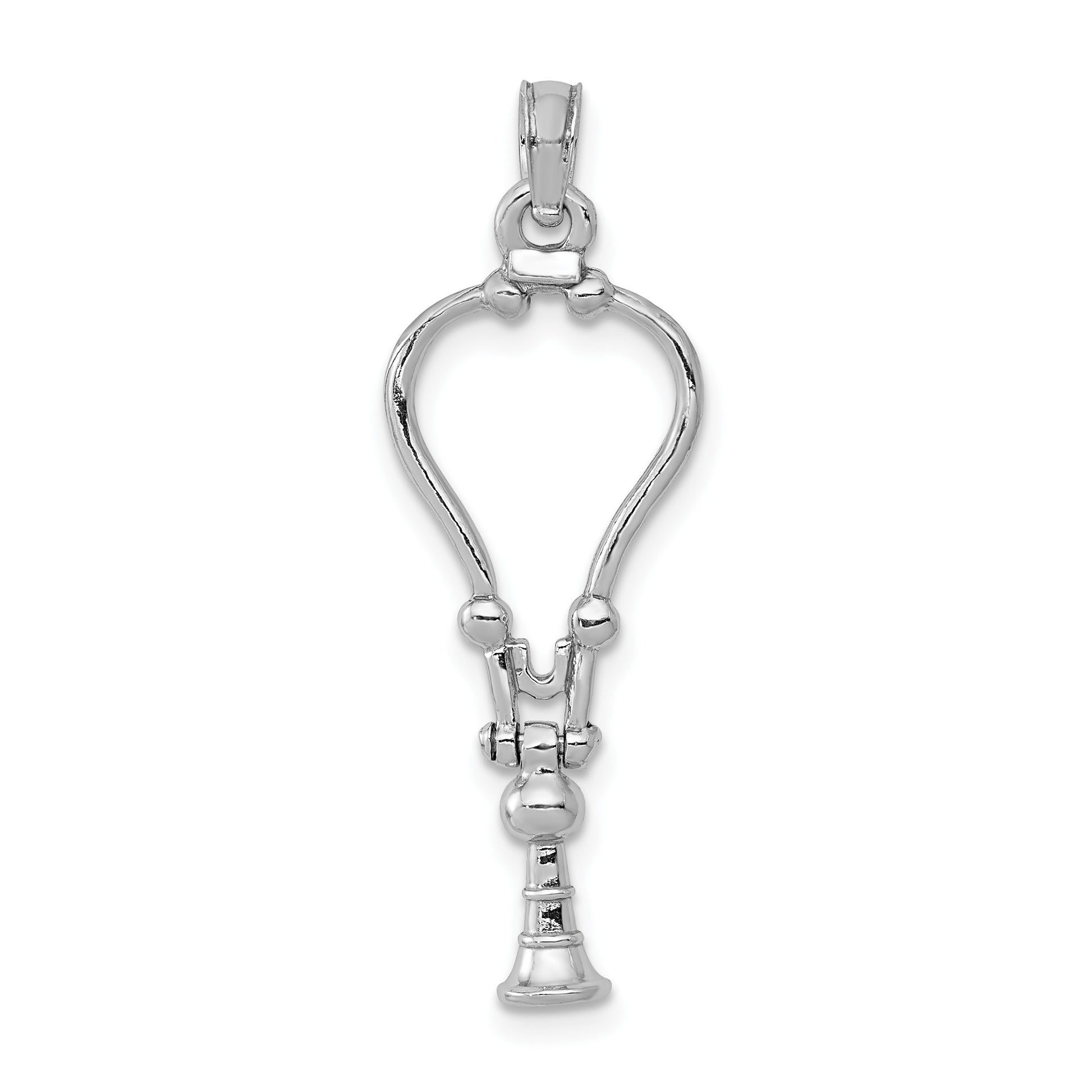 14k White Gold 3-D Stethoscope Pendant