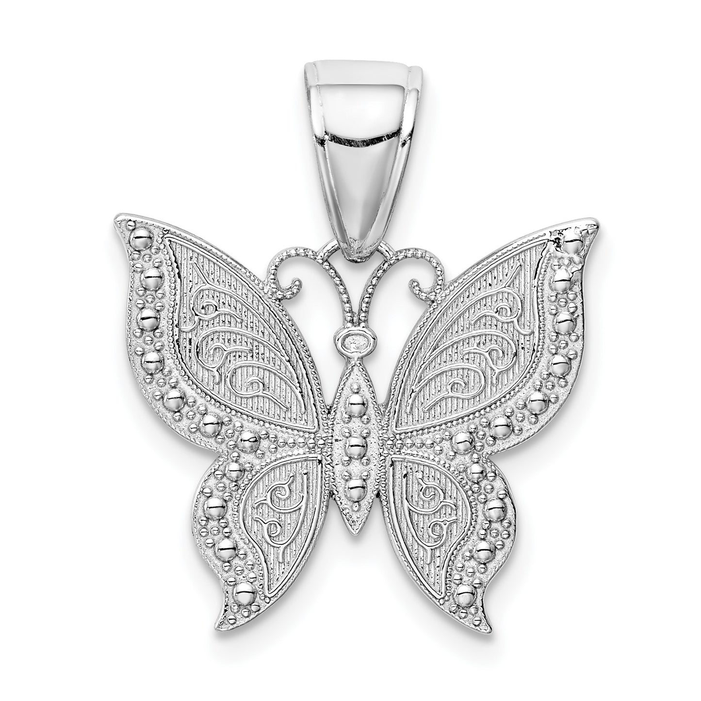 14K White Gold Butterfly Pendant