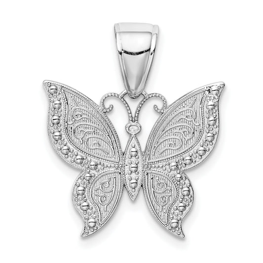 14K White Gold Butterfly Pendant