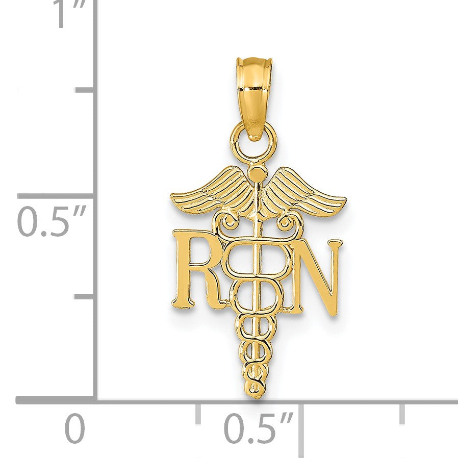 14k Polished R.N. Registered Nurse Pendant