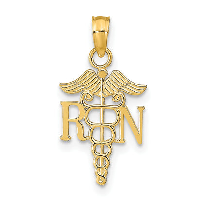 14k Polished R.N. Registered Nurse Pendant