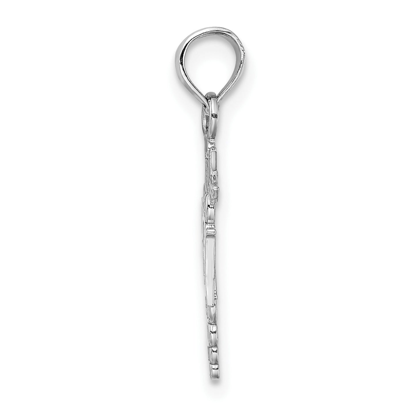 14k White Gold Polished R.N. Registered Nurse Pendant