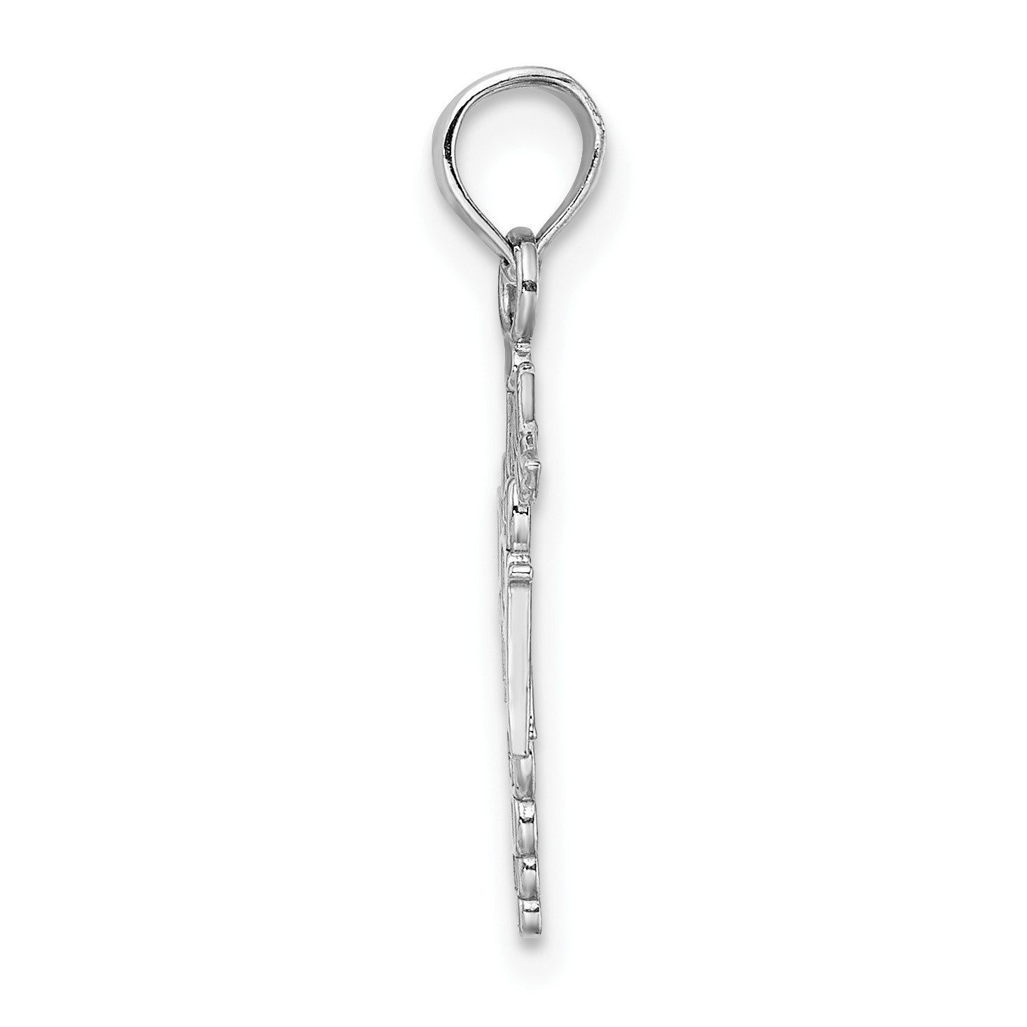 14k White Gold Polished R.N. Registered Nurse Pendant
