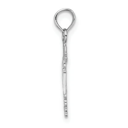 14k White Gold Polished R.N. Registered Nurse Pendant