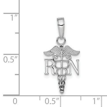 14k White Gold Polished R.N. Registered Nurse Pendant