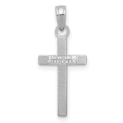 14k White Gold Polished Cross Pendant