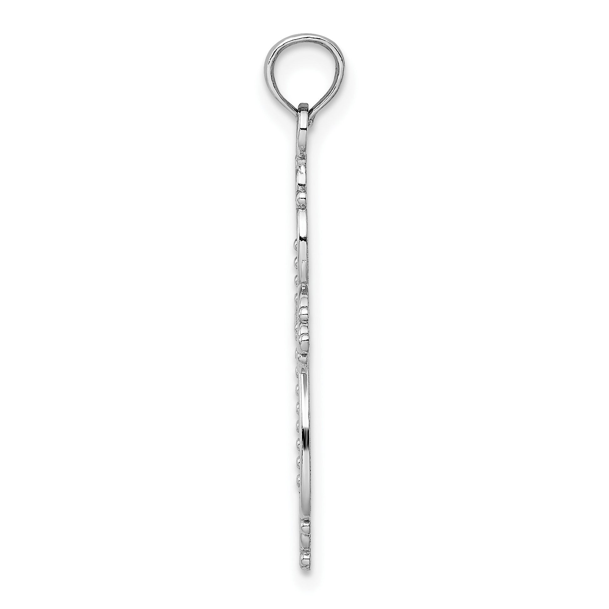14K White Gold Beaded Cross Charm