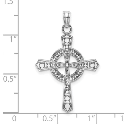 14K White Gold Beaded Celtic Iona Cross Charm