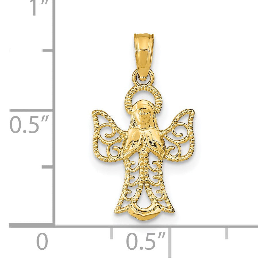 14k Filigree Angel Pendant