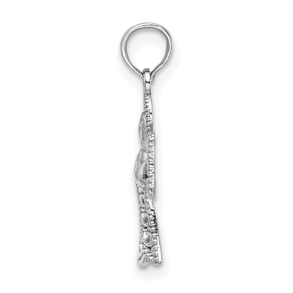 14k White Gold Filigree Angel Pendant