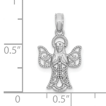14k White Gold Filigree Angel Pendant