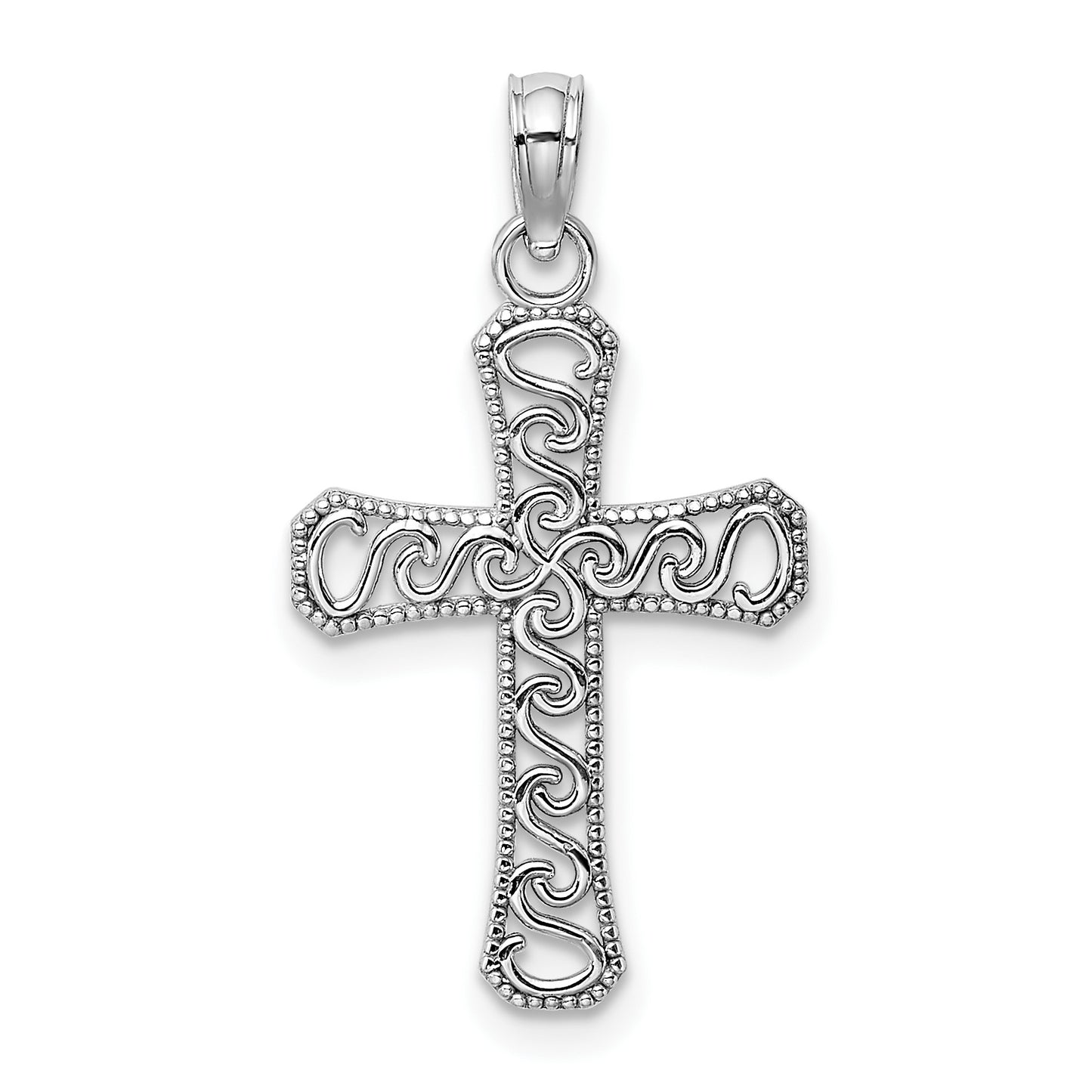 14k White Gold Fancy Cross Pendant