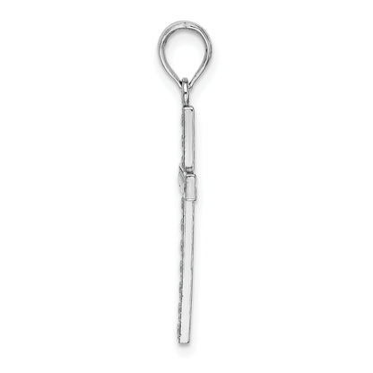 14K White Gold Beaded Block Cross Charm