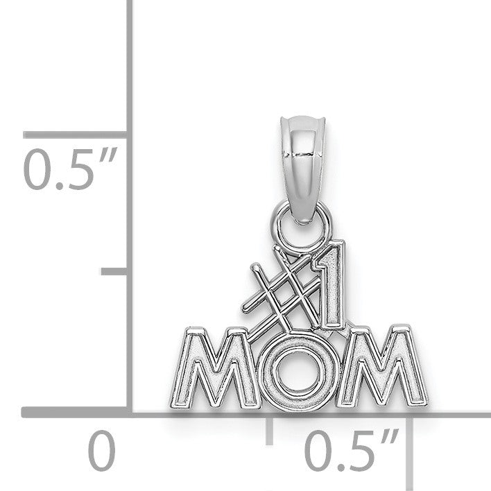 14K White Gold #1 MOM Charm