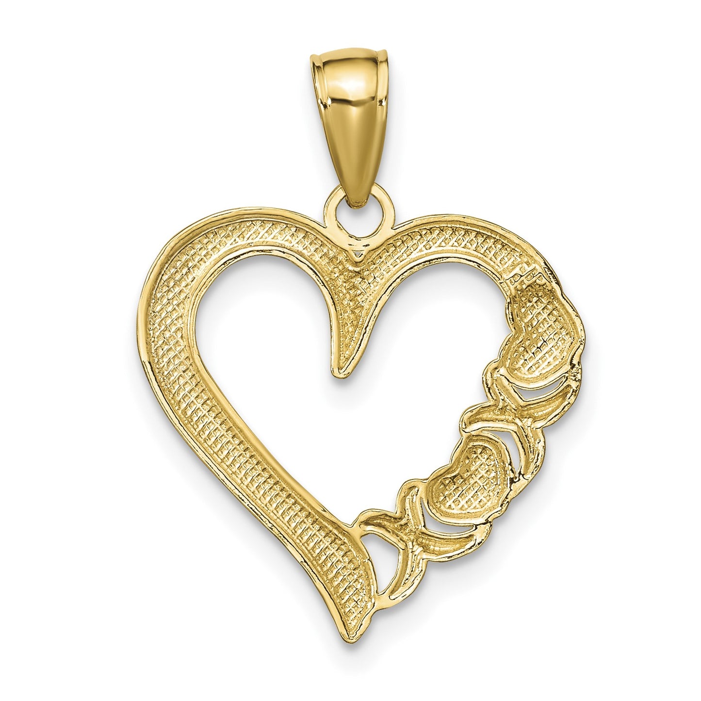 14K Polished -X- and Heart Pendant
