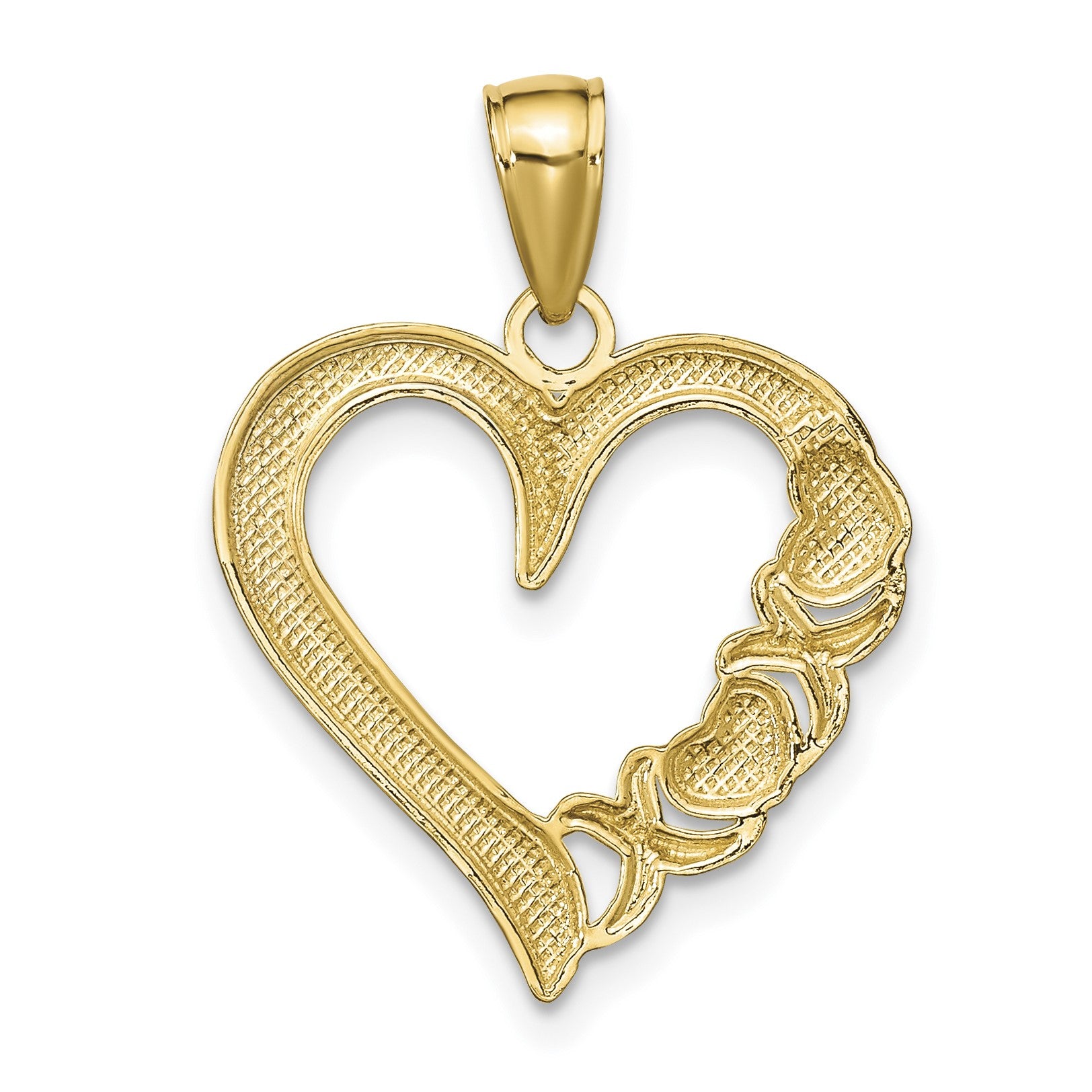 14K Polished -X- and Heart Pendant