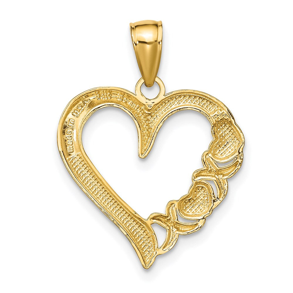 14K Polished Heart and -X- Pendant