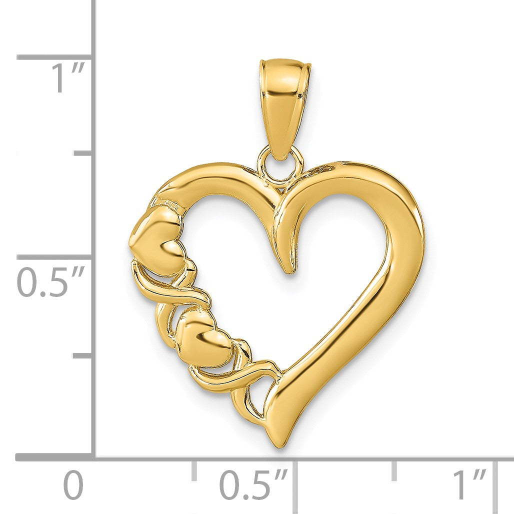 14K Polished -X- and Heart Pendant