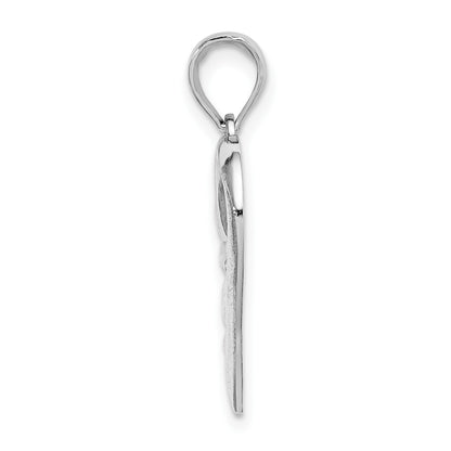 14K White Gold Polished -X- and Heart Pendant