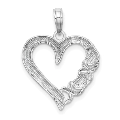 14K White Gold Polished -X- and Heart Pendant
