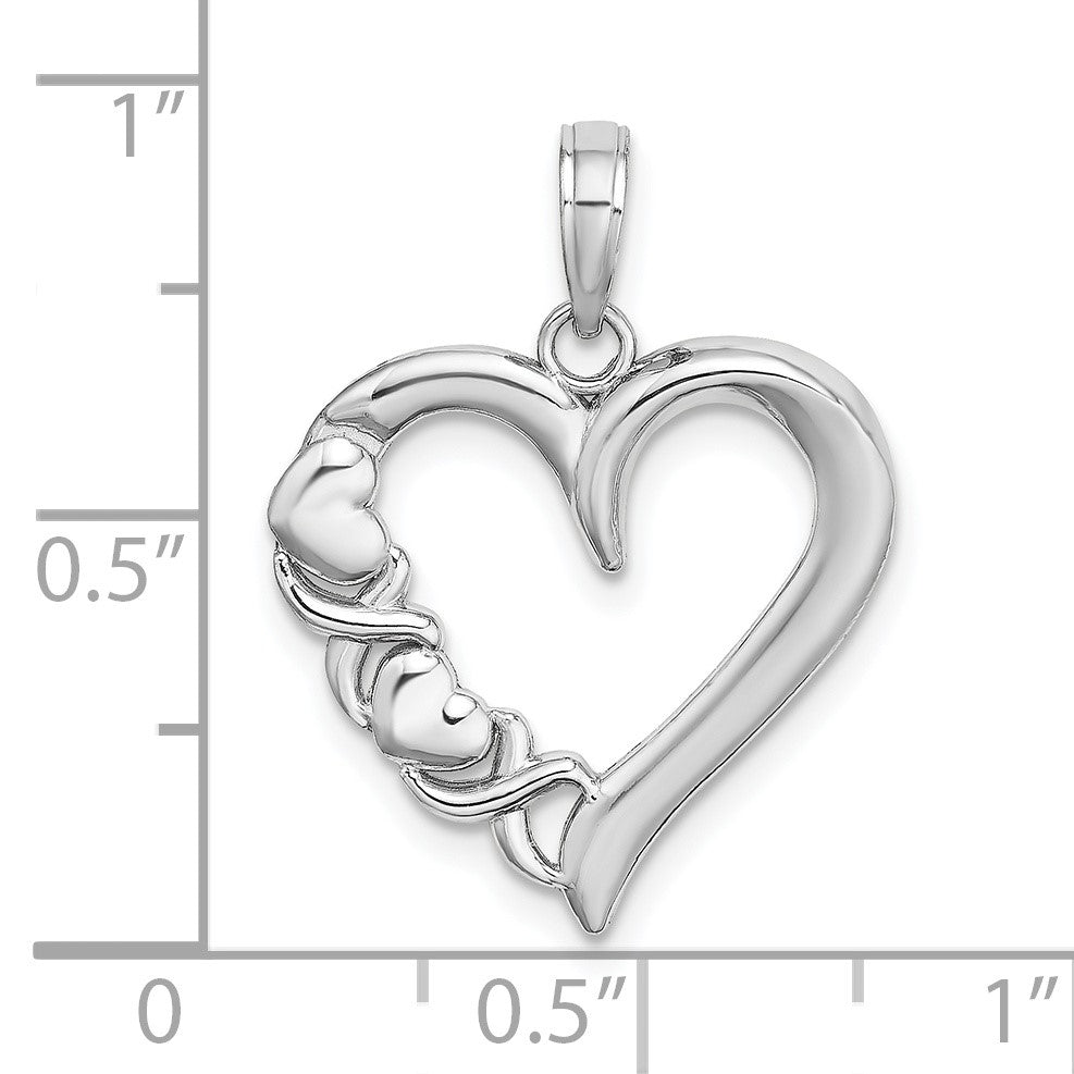 14K White Gold Polished -X- and Heart Pendant