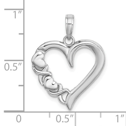 14K White Gold Polished -X- and Heart Pendant