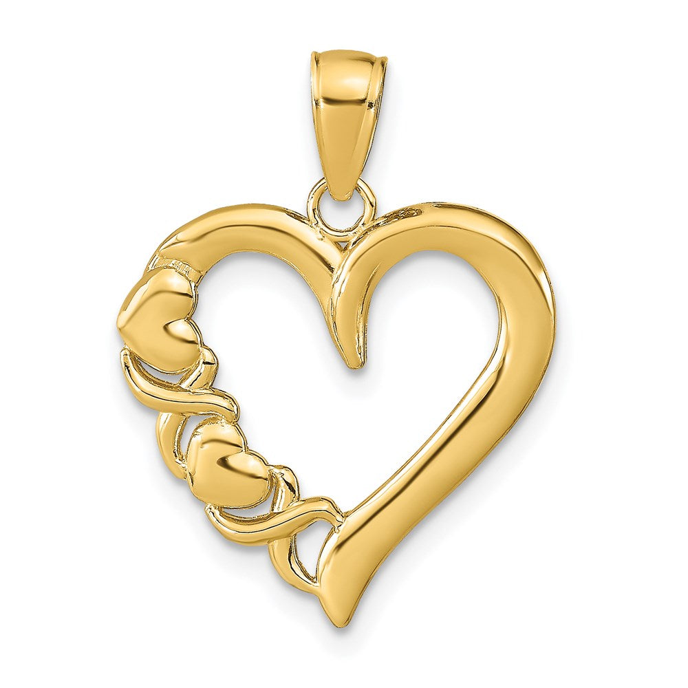 14K Polished Heart and -X- Pendant