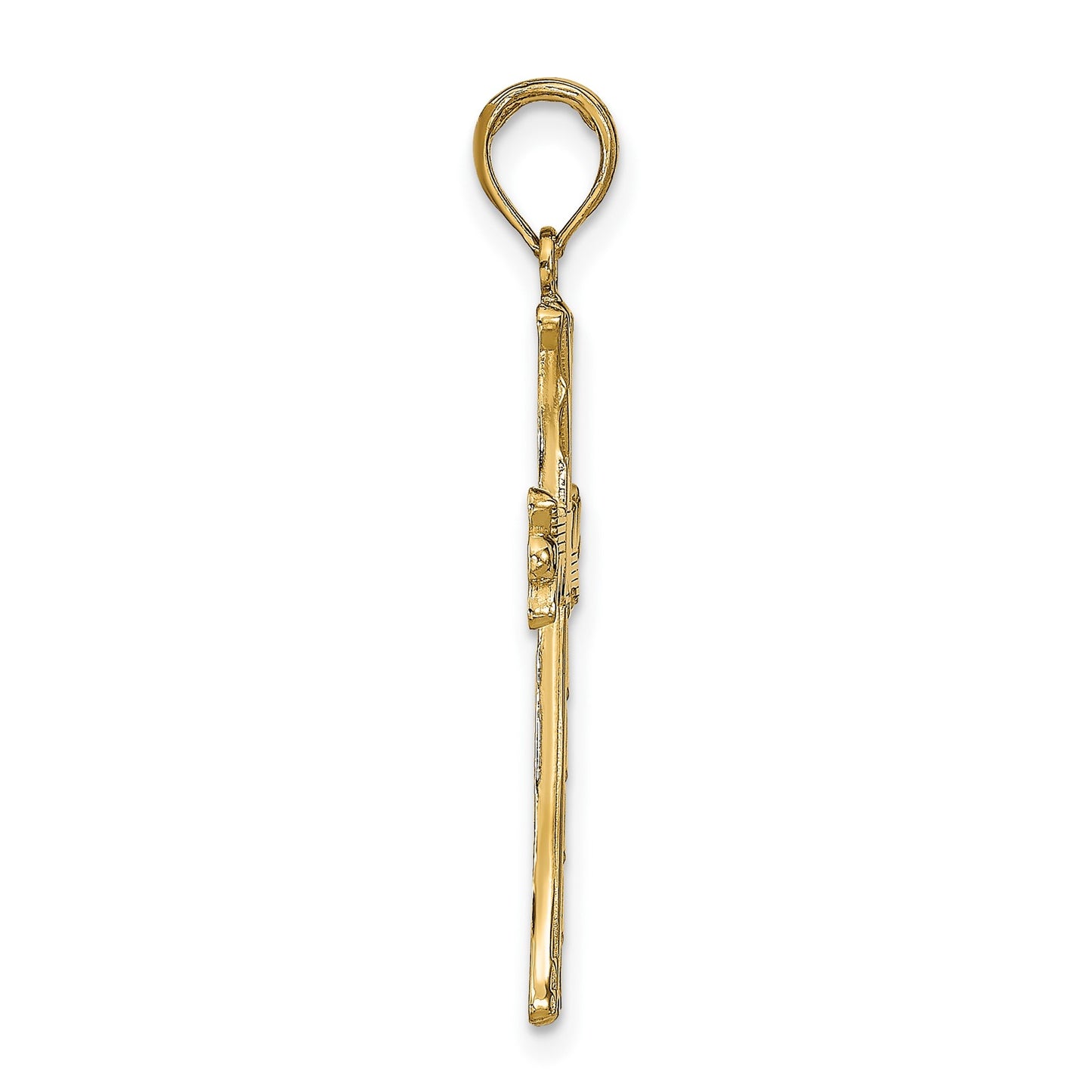 14K Textured with Square Center Cross Pendant