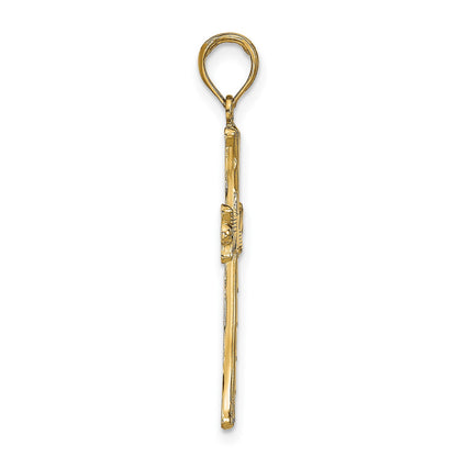 14K Textured with Square Center Cross Pendant