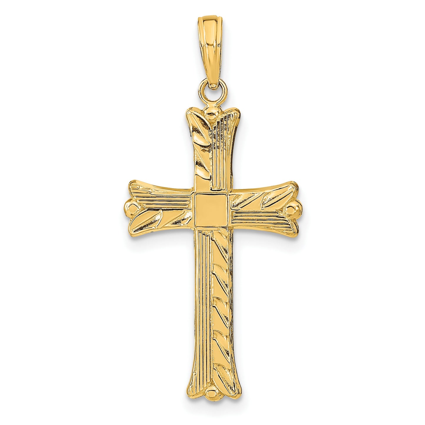 14K Textured with Square Center Cross Pendant