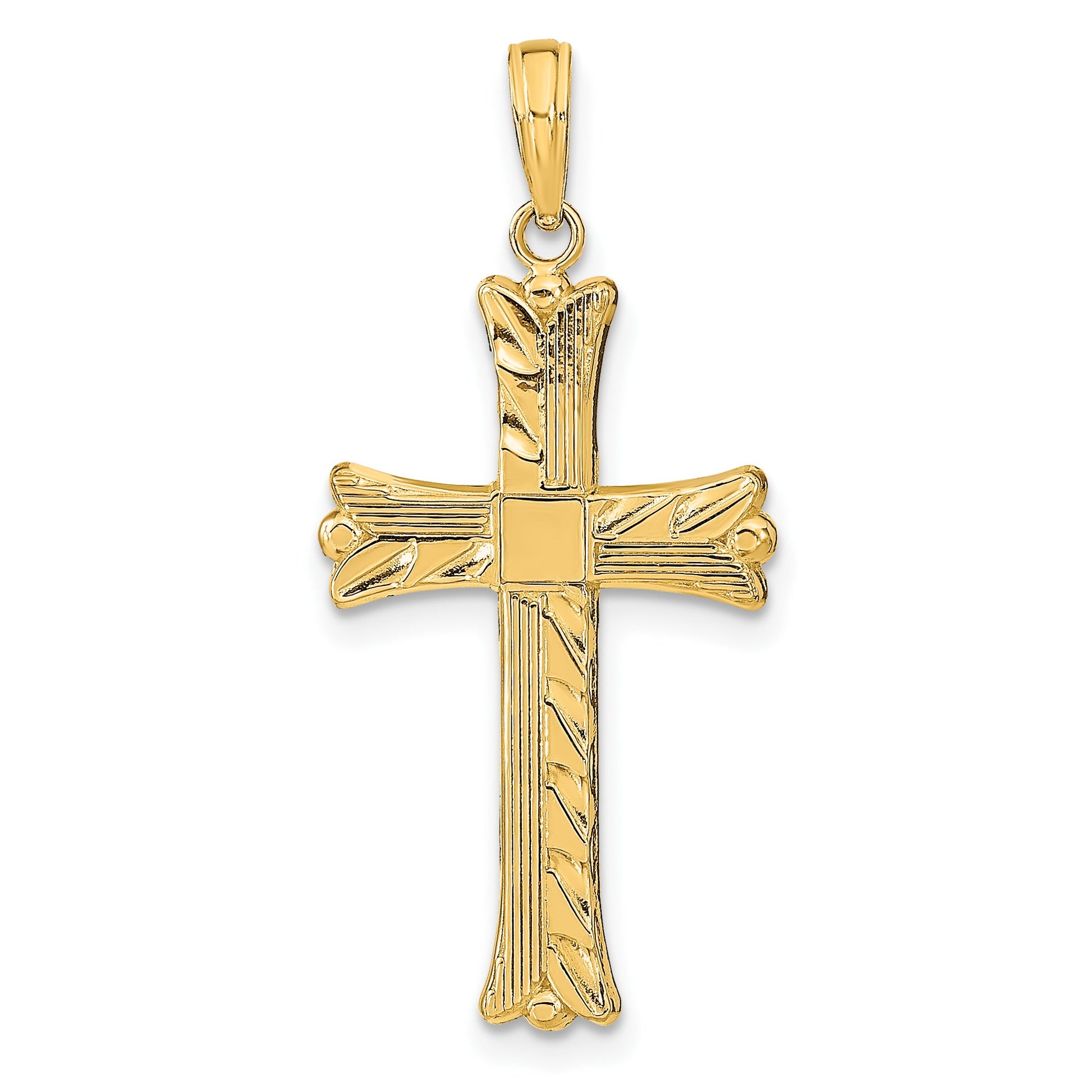 14K Textured with Square Center Cross Pendant