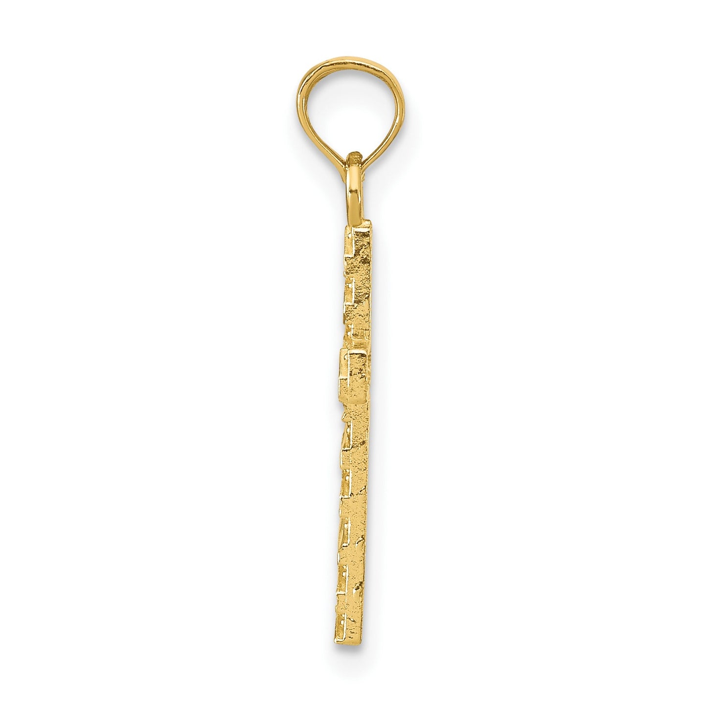 14k Diamond-cut Cross Pendant