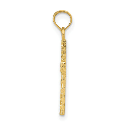 14k Diamond-cut Cross Pendant