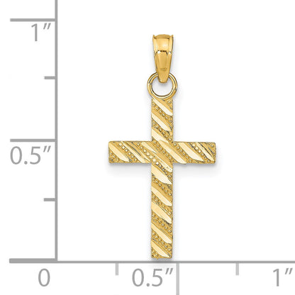 14k Diamond-cut Cross Pendant