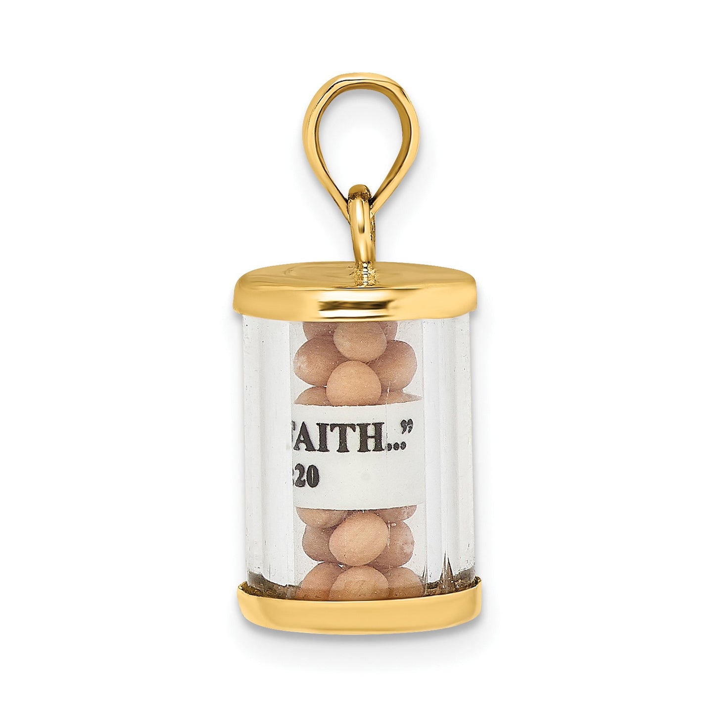 14K 3-D Mustard Seeds with Matthew 17:20 Scroll Inside Pendant