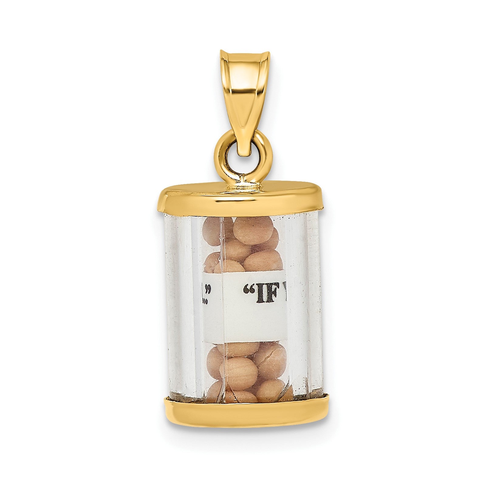 14K 3-D Mustard Seeds with Matthew 17:20 Scroll Inside Pendant