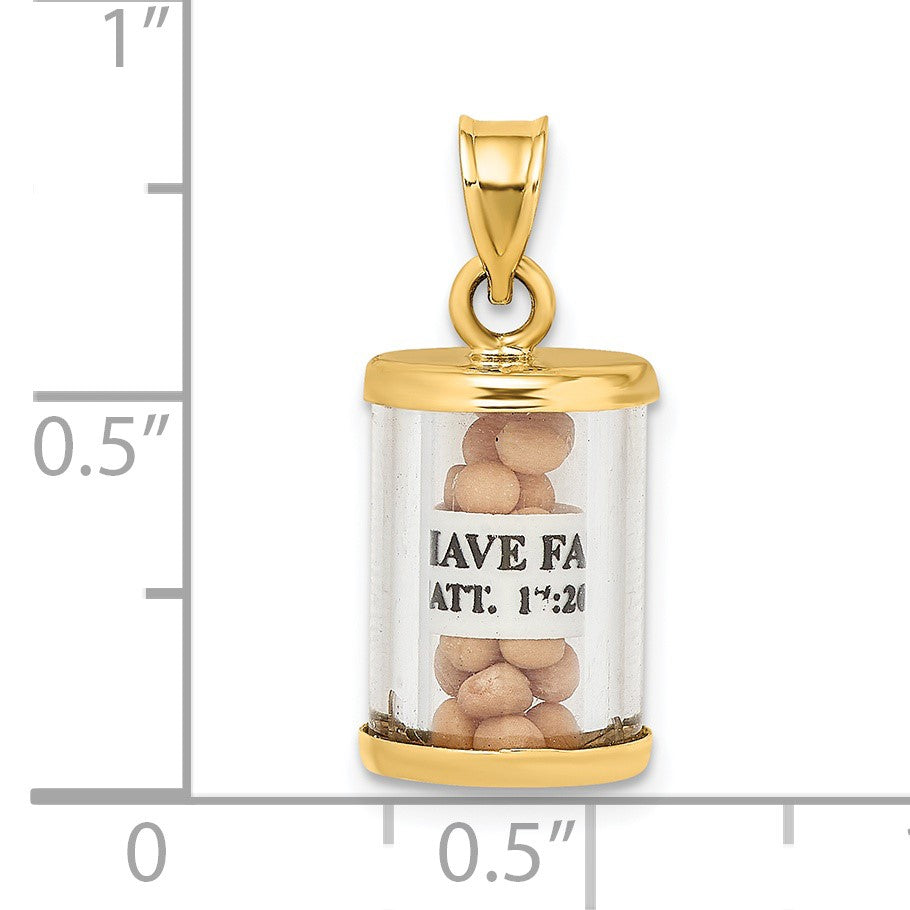14K 3-D Mustard Seeds with Matthew 17:20 Scroll Inside Pendant