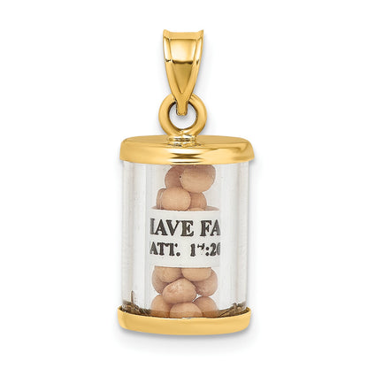 14K 3-D Mustard Seeds with Matthew 17:20 Scroll Inside Pendant