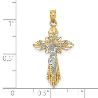 14K Two-tone Diamond-cut Crucifix Pendant