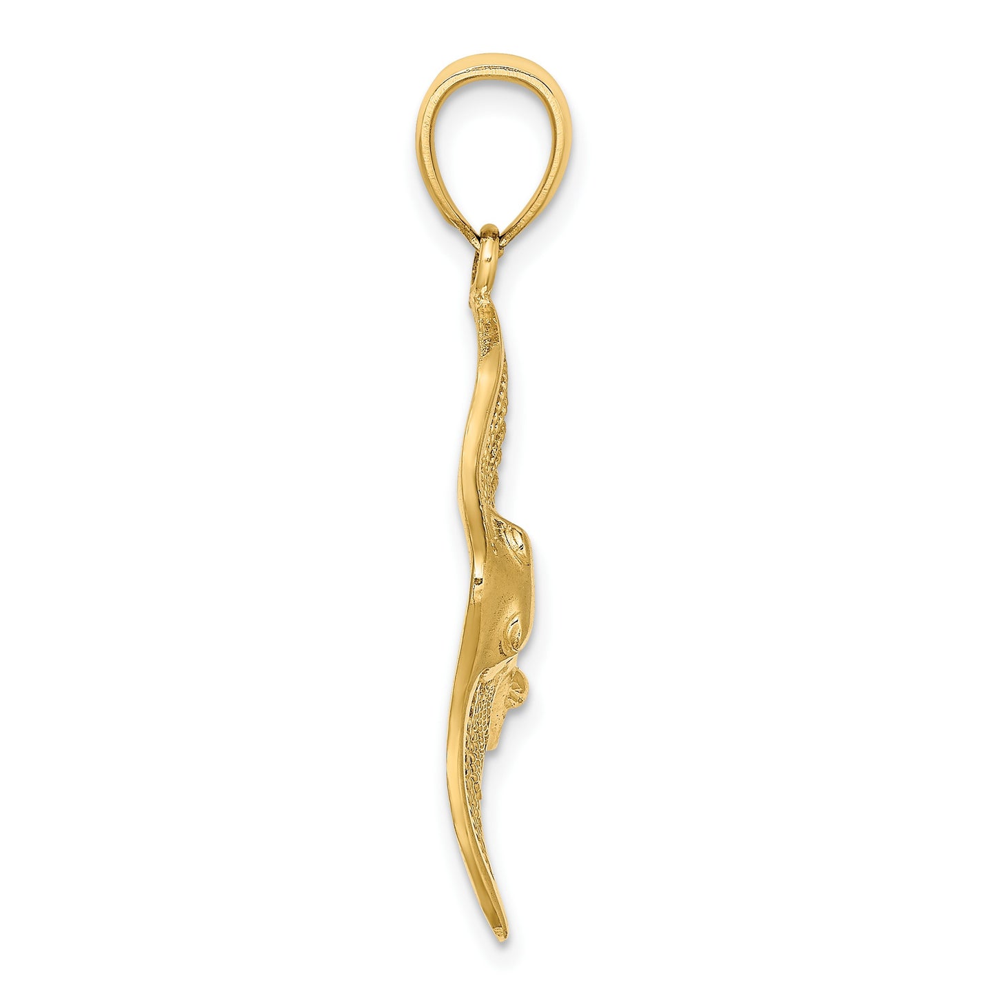 14K Polished and Cut-Out Textured Accent Stingray Charm