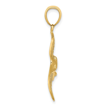 14K Polished and Cut-Out Textured Accent Stingray Charm