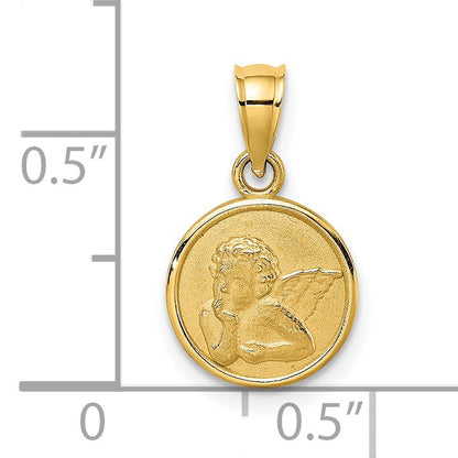 14k 10mm Textured Angel Coin Charm