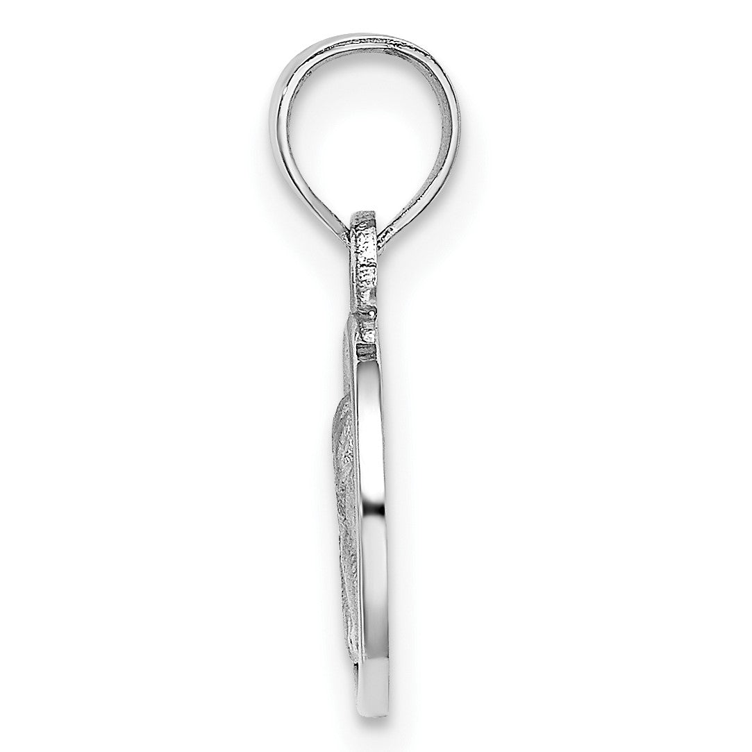 14k White Gold 10mm Textured Angel Coin Charm